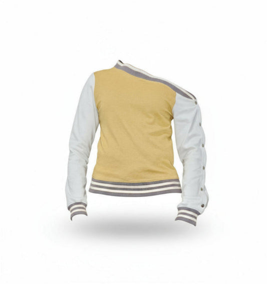 Off-shoulder Varsity Top with Snap Button Sleeve for Tall Women- Lady Spartan